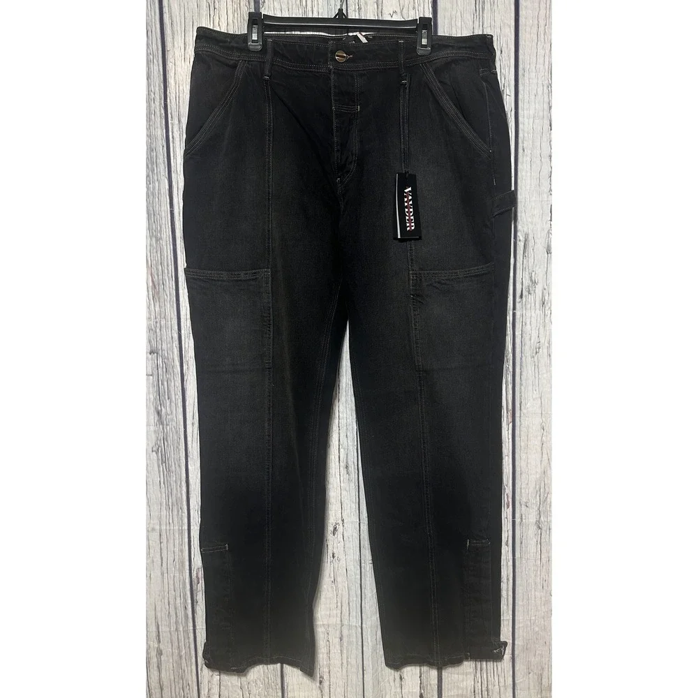 Vayder Carpenter Jeans Bianchi Black Mens‎ Size 38 Button Fly Straight Leg NEW